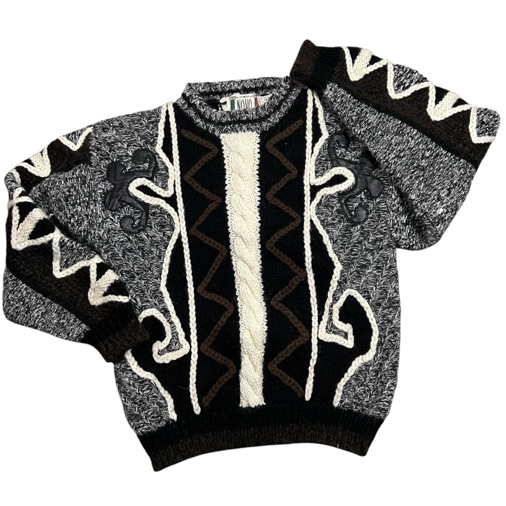 Novo unisex vintage mohair wool sweater medium 3D textured knit biggie Cosby